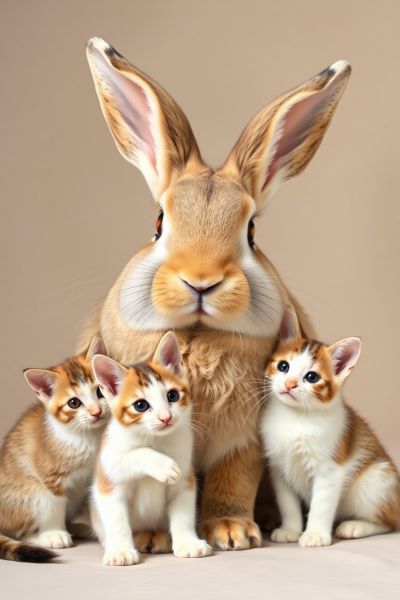 A Flemish bunny with cats